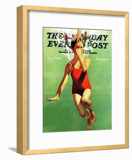 "Dunked Under Water," Saturday Evening Post Cover, August 9, 1941-John Hyde Phillips-Framed Premium Giclee Print