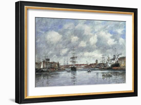 Dunkerque, Le Bassin des Hollandais, 1889-Eugène Boudin-Framed Giclee Print