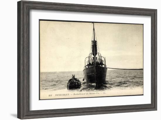 Dunkerque, Ravitaillement Des Bateaux Feu-null-Framed Giclee Print