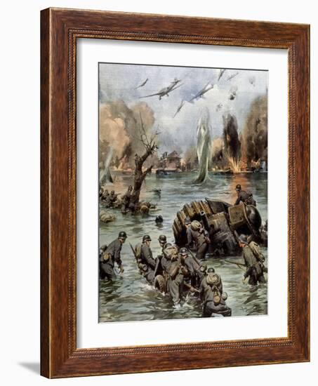 Dunkirk Evacuation-Achille Beltrame-Framed Art Print