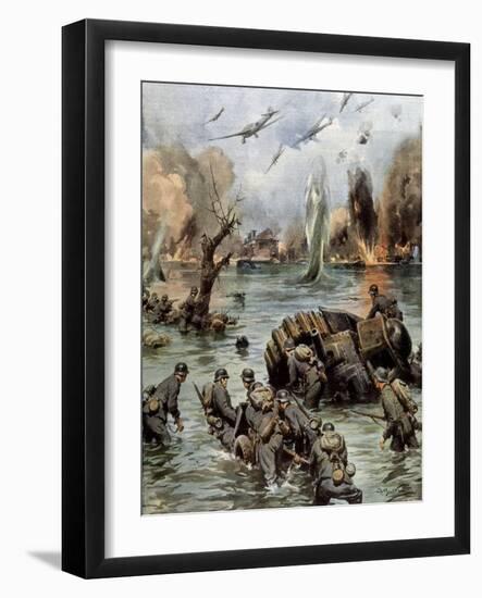 Dunkirk Evacuation-Achille Beltrame-Framed Art Print