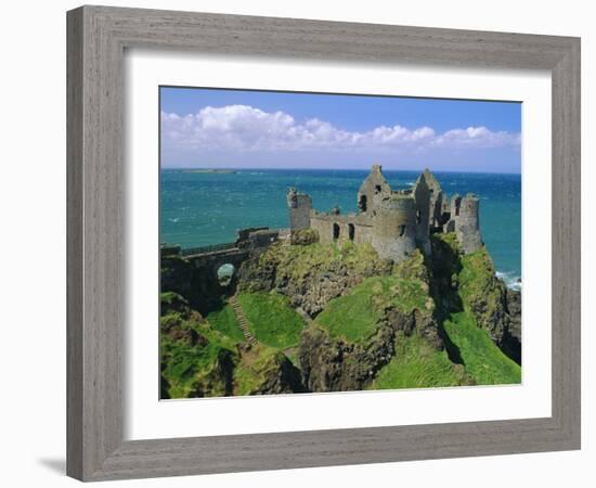 Dunluce Castle on Rocky Coastline, County Antrim, Ulster, Northern Ireland, UK, Europe-Gavin Hellier-Framed Photographic Print