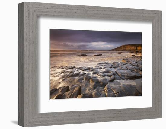 Dunraven Bay on the Glamorgan Heritage Coast, South Wales. Winter-Adam Burton-Framed Photographic Print