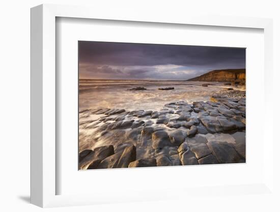 Dunraven Bay on the Glamorgan Heritage Coast, South Wales. Winter-Adam Burton-Framed Photographic Print