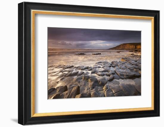 Dunraven Bay on the Glamorgan Heritage Coast, South Wales. Winter-Adam Burton-Framed Photographic Print