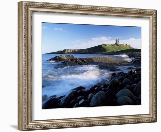 Dunstanburgh Castle, a National Trust Property, from Embleton Bay, Northumberland, England-Lee Frost-Framed Photographic Print