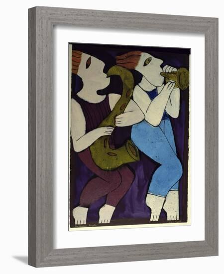 Duo Trumpet Saxophone-Leslie Xuereb-Framed Giclee Print