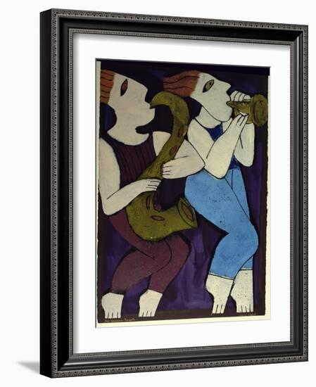 Duo Trumpet Saxophone-Leslie Xuereb-Framed Giclee Print