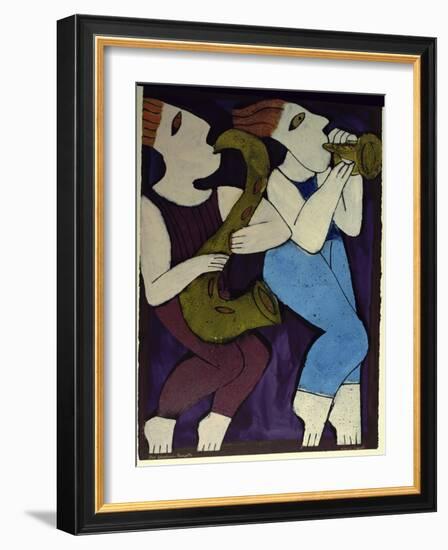 Duo Trumpet Saxophone-Leslie Xuereb-Framed Giclee Print