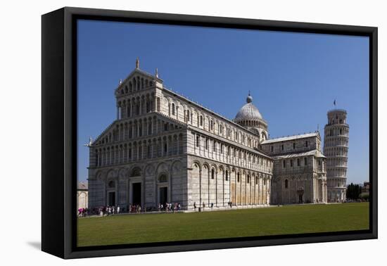 Duomo (Cathedral) with Leaning Tower Behind, Pisa, Tuscany, Italy, Europe-Simon Montgomery-Framed Premier Image Canvas