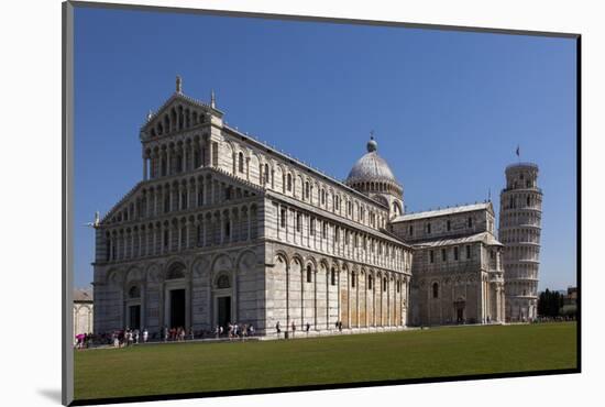 Duomo (Cathedral) with Leaning Tower Behind, Pisa, Tuscany, Italy, Europe-Simon Montgomery-Mounted Photographic Print