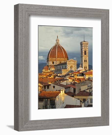 Duomo, Florence Cathedral at Sunset, Basilica of Saint Mary of the Flower, Florence, Italy-Adam Jones-Framed Photographic Print