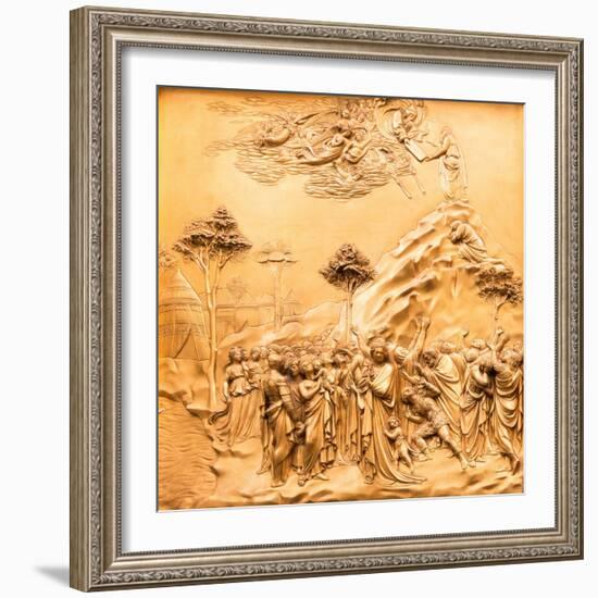 Duomo Santa Maria del Fiore, Florence. Decorations on the East Door by Ghiberti. Tuscany, Italy.-Tom Norring-Framed Photographic Print