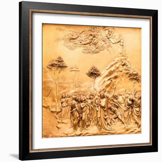 Duomo Santa Maria del Fiore, Florence. Decorations on the East Door by Ghiberti. Tuscany, Italy.-Tom Norring-Framed Photographic Print