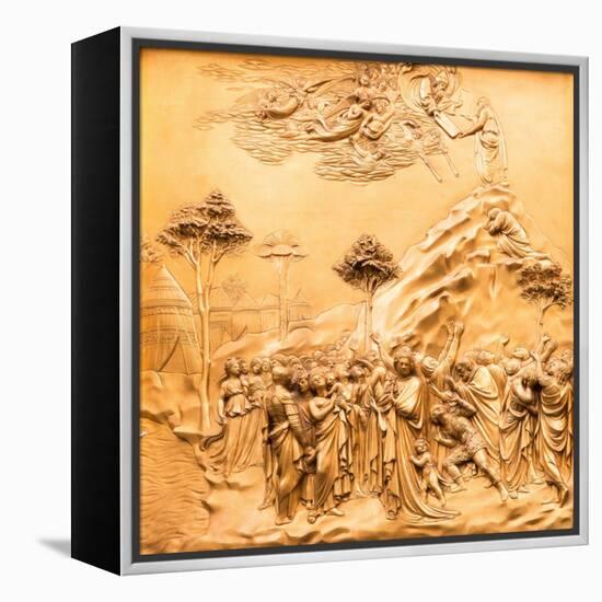 Duomo Santa Maria del Fiore, Florence. Decorations on the East Door by Ghiberti. Tuscany, Italy.-Tom Norring-Framed Premier Image Canvas