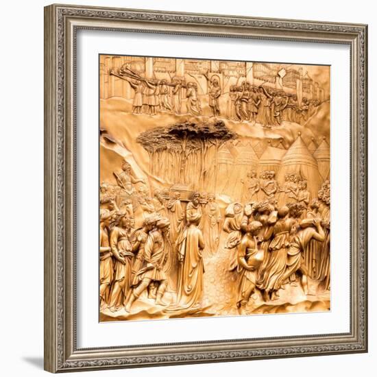 Duomo Santa Maria del Fiore, Florence. Decorations on the East Door by Ghiberti. Tuscany, Italy.-Tom Norring-Framed Photographic Print