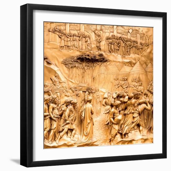 Duomo Santa Maria del Fiore, Florence. Decorations on the East Door by Ghiberti. Tuscany, Italy.-Tom Norring-Framed Photographic Print