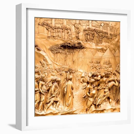 Duomo Santa Maria del Fiore, Florence. Decorations on the East Door by Ghiberti. Tuscany, Italy.-Tom Norring-Framed Photographic Print