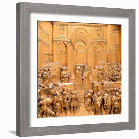 Duomo Santa Maria del Fiore, Florence. Decorations on the East Door by Ghiberti. Tuscany, Italy.-Tom Norring-Framed Photographic Print