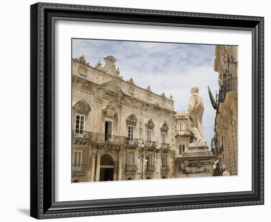 Duomo Square and the Baroque Facade of the Town Hall Palace, Syracuse, Sicily, Italy, Europe-Olivieri Oliviero-Framed Photographic Print