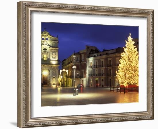 Duomo Square at Christmas, Ortygia, Siracusa, Sicily, Italy, Europe-Vincenzo Lombardo-Framed Photographic Print