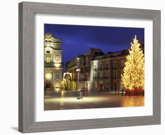 Duomo Square at Christmas, Ortygia, Siracusa, Sicily, Italy, Europe-Vincenzo Lombardo-Framed Photographic Print