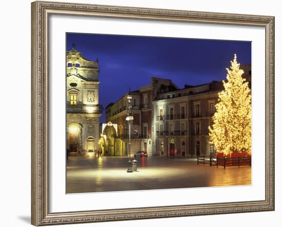 Duomo Square at Christmas, Ortygia, Siracusa, Sicily, Italy, Europe-Vincenzo Lombardo-Framed Photographic Print