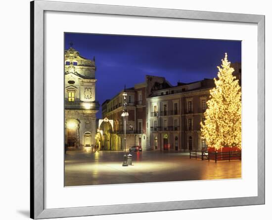 Duomo Square at Christmas, Ortygia, Siracusa, Sicily, Italy, Europe-Vincenzo Lombardo-Framed Photographic Print