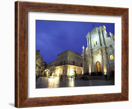 Duomo Square at Dusk, Ortygia, Siracusa, Sicily, Italy, Europe-Vincenzo Lombardo-Framed Photographic Print