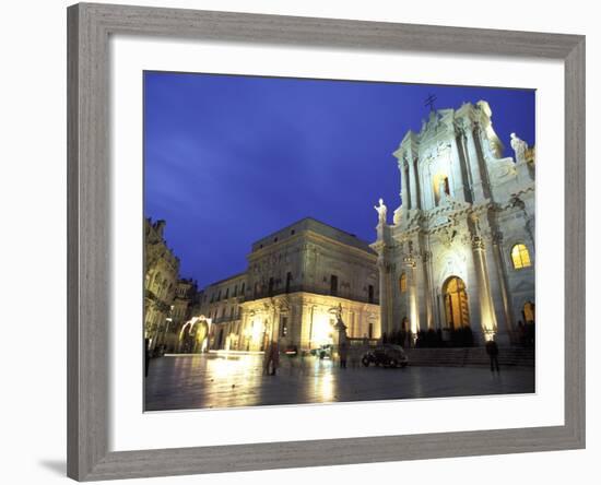 Duomo Square at Dusk, Ortygia, Siracusa, Sicily, Italy, Europe-Vincenzo Lombardo-Framed Photographic Print