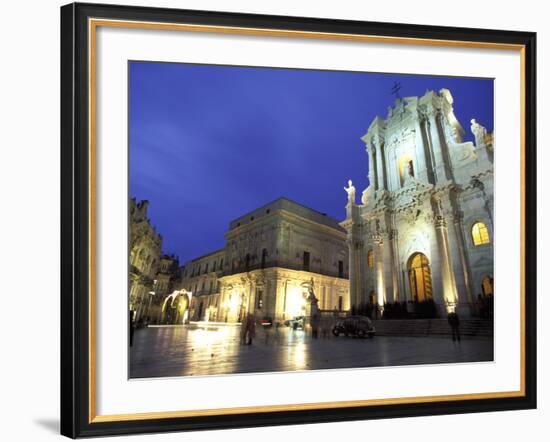 Duomo Square at Dusk, Ortygia, Siracusa, Sicily, Italy, Europe-Vincenzo Lombardo-Framed Photographic Print