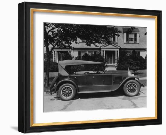 Dupont Automobile on Front of House, C.1919-30 (B/W Photo)-American Photographer-Framed Giclee Print