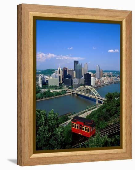 Duquesne Incline Cable Car and Ohio River, Pittsburgh, Pennsylvania, USA-Steve Vidler-Framed Premier Image Canvas