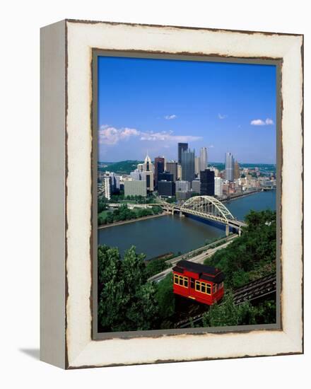 Duquesne Incline Cable Car and Ohio River, Pittsburgh, Pennsylvania, USA-Steve Vidler-Framed Premier Image Canvas