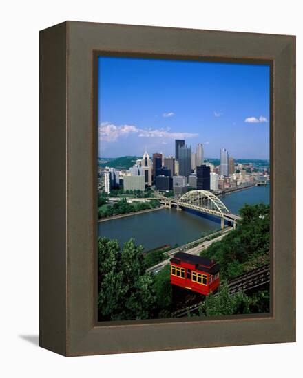 Duquesne Incline Cable Car and Ohio River, Pittsburgh, Pennsylvania, USA-Steve Vidler-Framed Premier Image Canvas