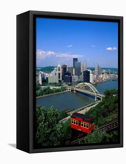 Duquesne Incline Cable Car and Ohio River, Pittsburgh, Pennsylvania, USA-Steve Vidler-Framed Premier Image Canvas