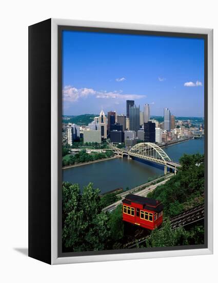 Duquesne Incline Cable Car and Ohio River, Pittsburgh, Pennsylvania, USA-Steve Vidler-Framed Premier Image Canvas