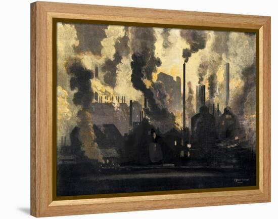 Duquesne Steel Factories at Night, Pittsburgh, Pennsylvania, c.1900-null-Framed Premier Image Canvas