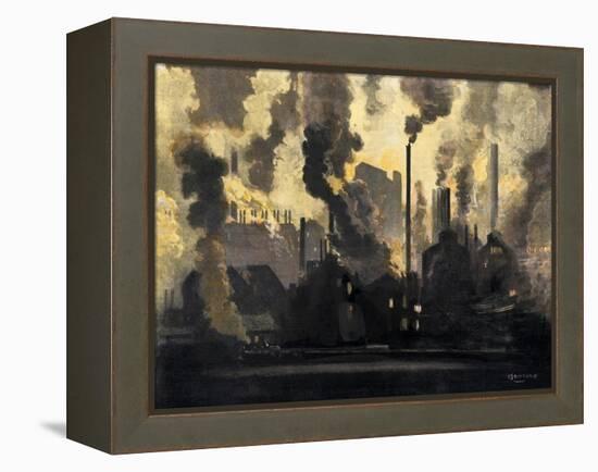 Duquesne Steel Factories at Night, Pittsburgh, Pennsylvania, c.1900-null-Framed Premier Image Canvas