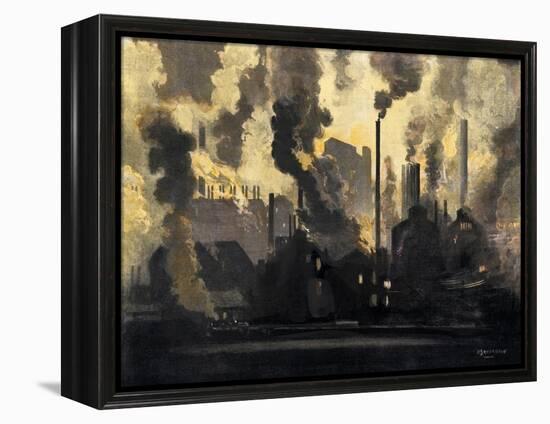 Duquesne Steel Factories at Night, Pittsburgh, Pennsylvania, c.1900-null-Framed Premier Image Canvas