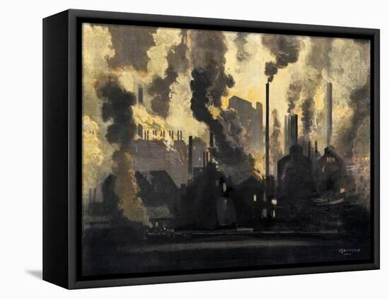 Duquesne Steel Factories at Night, Pittsburgh, Pennsylvania, c.1900-null-Framed Premier Image Canvas