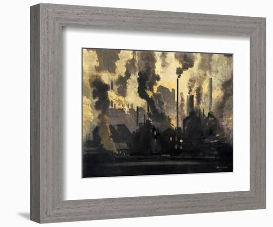 Duquesne Steel Factories at Night, Pittsburgh, Pennsylvania, c.1900-null-Framed Giclee Print