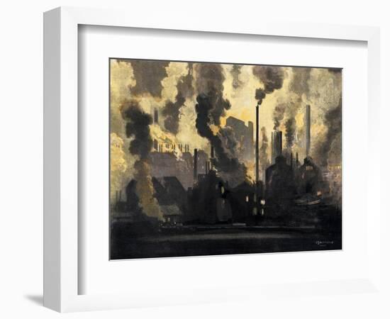 Duquesne Steel Factories at Night, Pittsburgh, Pennsylvania, c.1900-null-Framed Giclee Print