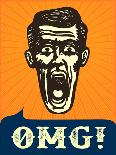 Omg! Jaw Dropping, Retro Vintage Man Shocked or Frightened, Wow!-durantelallera-Premium Giclee Print