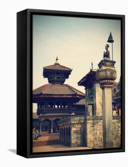 Durbar Square, Bhaktapur (UNESCO World Heritage Site), Kathmandu Valley, Nepal-Ian Trower-Framed Premier Image Canvas