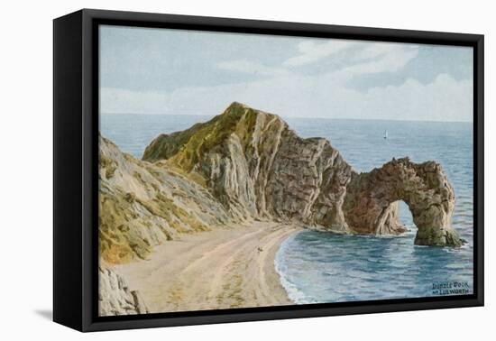 Durdle Door Near Lulworth-Alfred Robert Quinton-Framed Premier Image Canvas