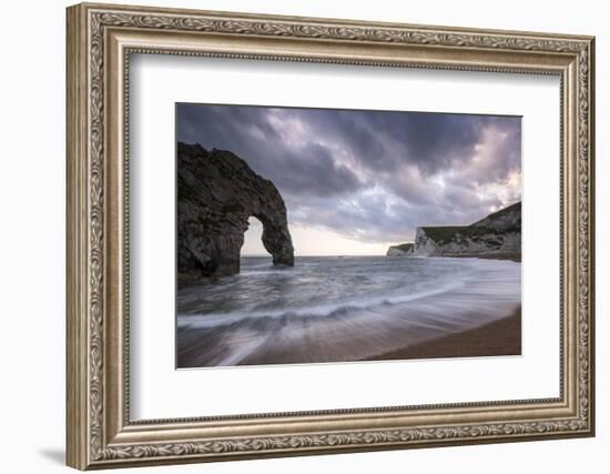 Durdle Door, with incoming tide at sunset, near Lulworth, Dorset Jurassic coast, UK-Ross Hoddinott-Framed Photographic Print