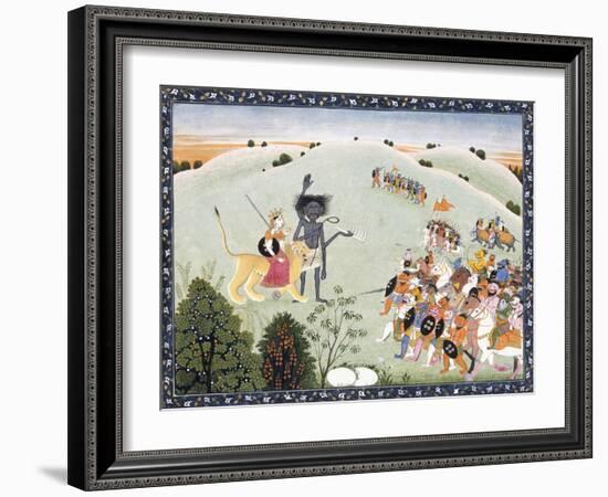 Durga and Kali Standing before the Advancing Host of Demons, C.1800-1820-null-Framed Giclee Print