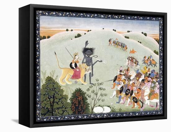 Durga and Kali Standing before the Advancing Host of Demons, C.1800-1820-null-Framed Premier Image Canvas