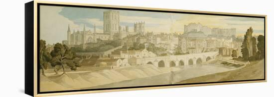 Durham Cathedral and Castle from the River Wear-Francis Towne-Framed Premier Image Canvas